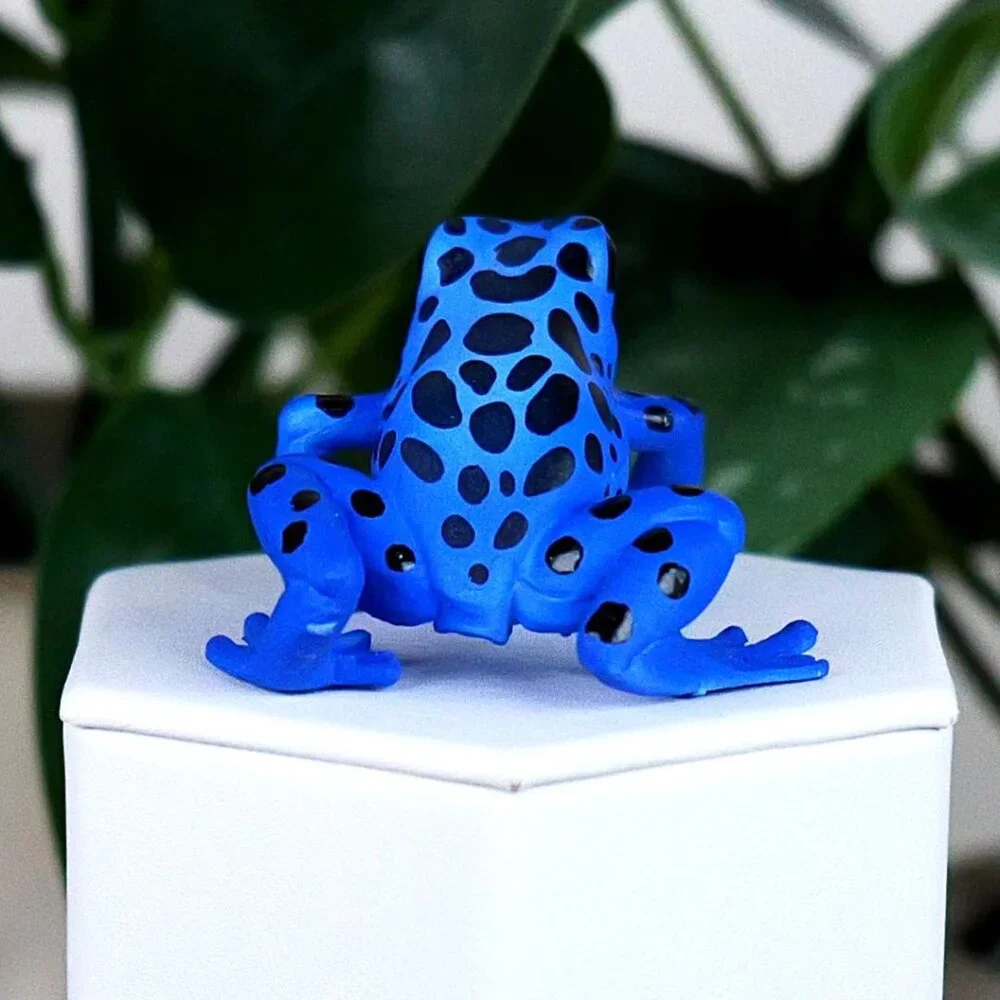 Equatorial Blue Frog Figurine - Hand Painted Poison‎ Dart Frog Toy Figure